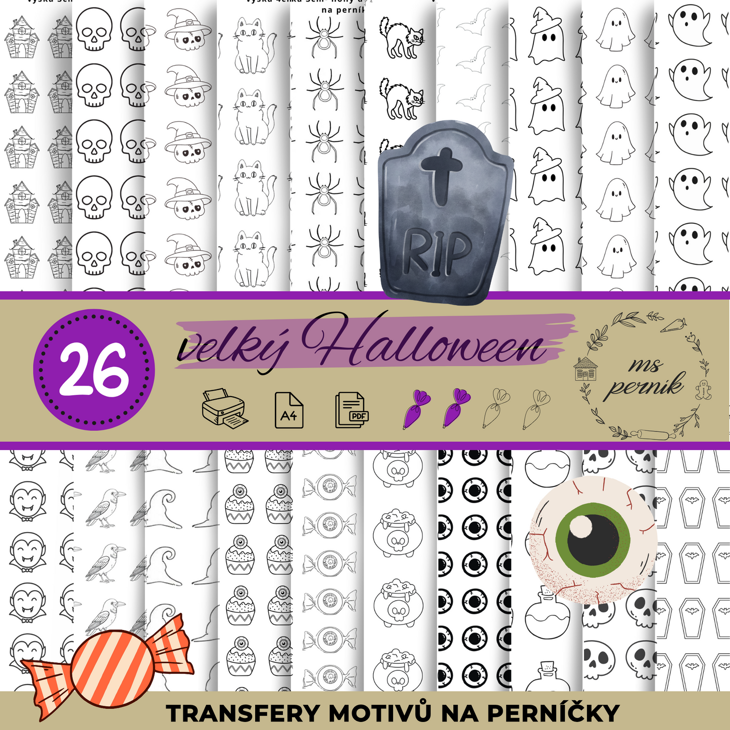 Transfery motivů - velký Halloween