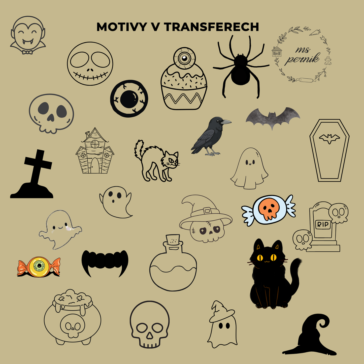 Transfery motivů - velký Halloween