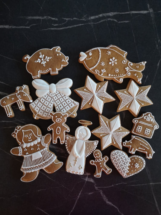 Bíle zdobené perníčky - set 3