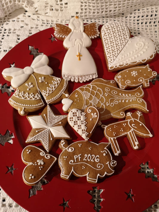 Bíle zdobené perníčky - set 4